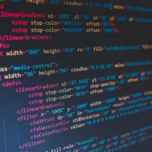 Close-up of code on screen representing API development