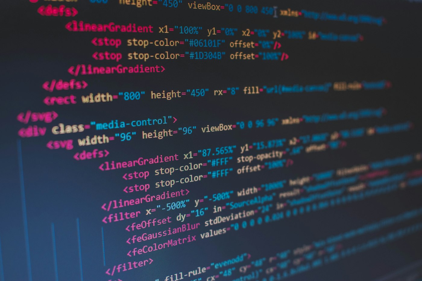 Close-up of code on screen representing API development