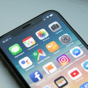 Smartphone showing a home screen of mobile apps